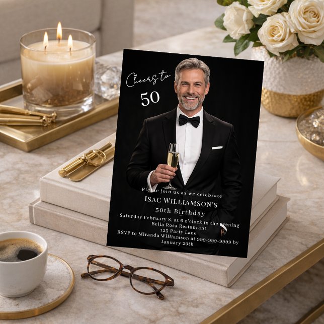 Invitación Foto de cumpleaños con cheers para hombre (Subido por el creador)