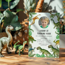 Invitación Foto de cumpleaños con dinosaurios