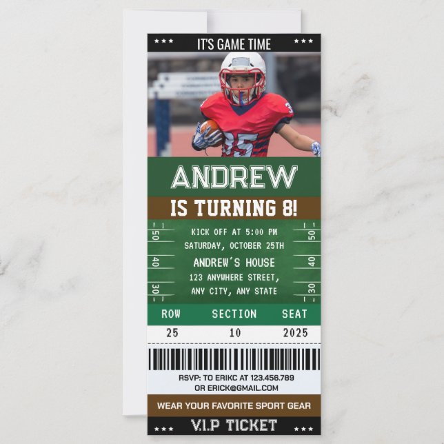 Invitación Foto de cumpleaños con entrada personalizada de fú (Anverso)