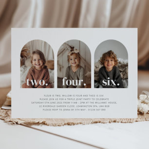 Invitación Foto de cumpleaños con paisaje triple conjunto