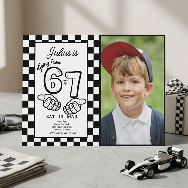 Invitación Foto de cumpleaños con tablero de ajedrez negro de (Subido por el creador)