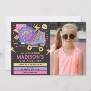 Invitación Foto de cumpleaños con tema de patines de ruedas r