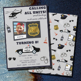 Invitación Foto de cumpleaños con tema de policía policía pol
