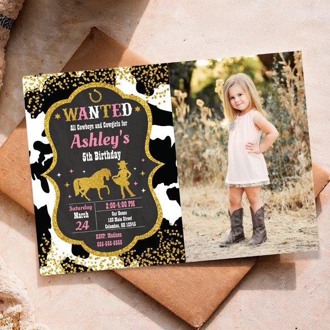 Invitación Foto de cumpleaños con temática vaquera de piel de (Subido por el creador)
