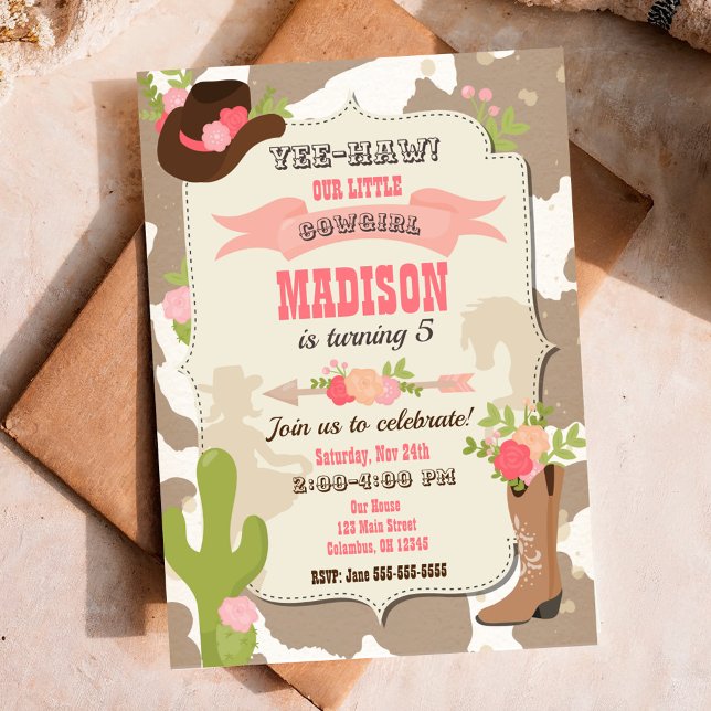 Invitación Foto de cumpleaños con temática vaquera de piel de (Subido por el creador)