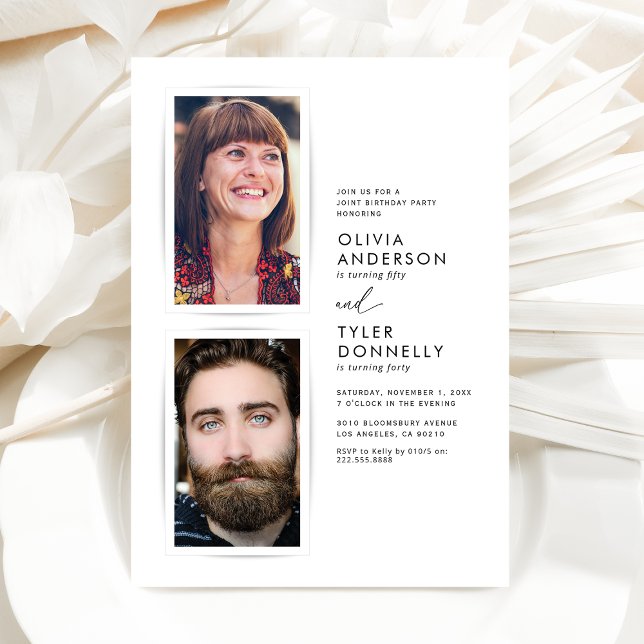 Invitación Foto de cumpleaños conjunta minimalista (Subido por el creador)