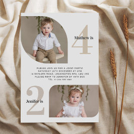 Invitación Foto de cumpleaños conjunto 2 y 4