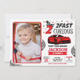 Invitación Foto de cumpleaños de 2 años de niño de carrera rá