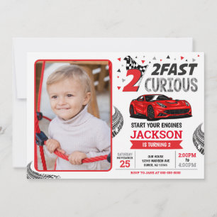 Invitación Foto de cumpleaños de 2 años de niño de carrera rá