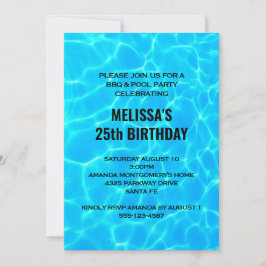 Invitación Foto de Cumpleaños de Agua de Piscina Azul Clara