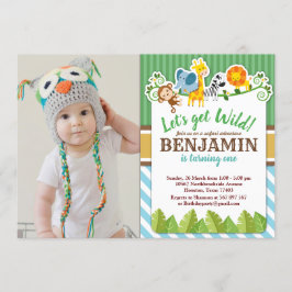 Invitación Foto de cumpleaños de animales en el zoológico de 