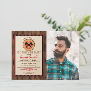 Invitación Foto De Cumpleaños De Ax Provocando Lumberjack De