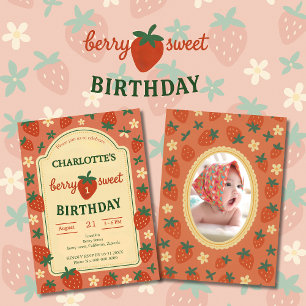 Invitación foto de cumpleaños de berry dulce