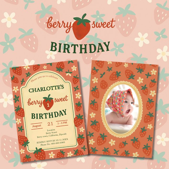 Invitación foto de cumpleaños de berry dulce (Subido por el creador)