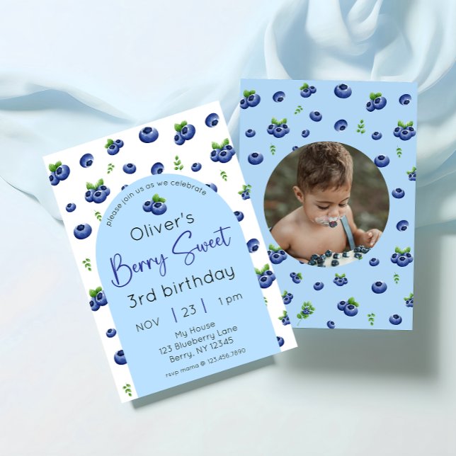 Invitación Foto de cumpleaños de Blueberry Berry Sweet (Subido por el creador)