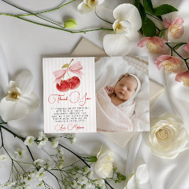 Invitación Foto de cumpleaños de cereza, gracias