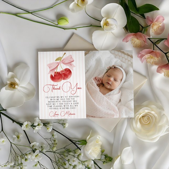 Invitación Foto de cumpleaños de cereza, gracias (Subido por el creador)