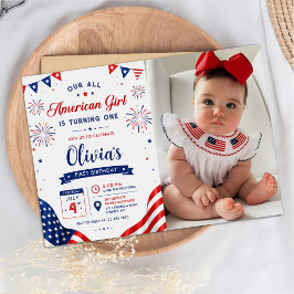 Invitación Foto de cumpleaños de chica totalmente americana e