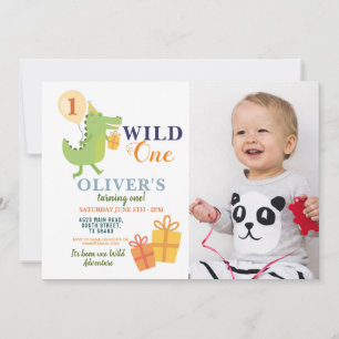 Invitación Foto de cumpleaños de Cocodrilo Salvaje Primero