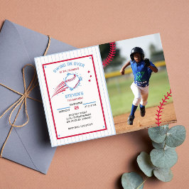 Invitación Foto de cumpleaños de deportistas de béisbol para