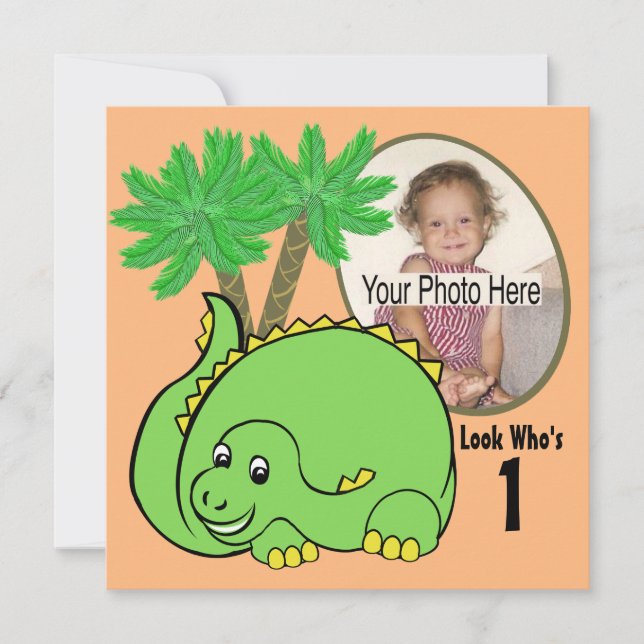 Invitación Foto de cumpleaños de Dinosaur (Anverso)