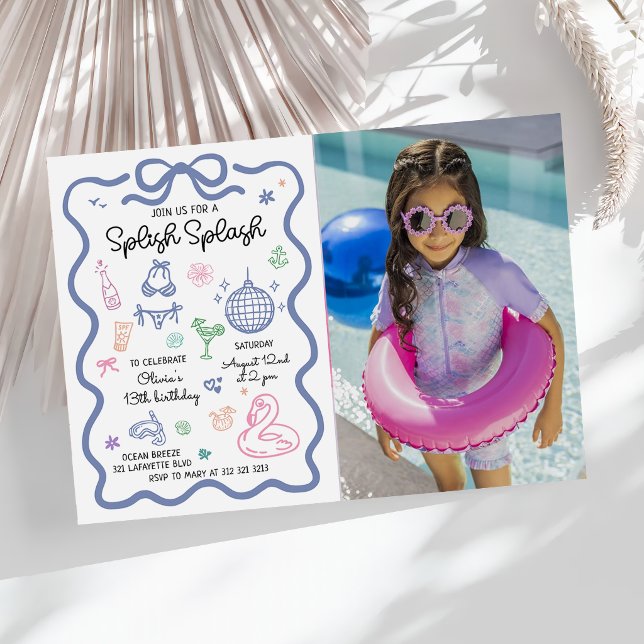 Invitación Foto de cumpleaños de diversión de verano dibujada (Subido por el creador)
