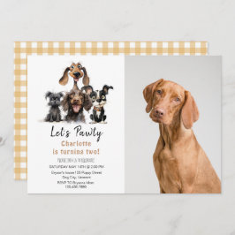 Invitación Foto de cumpleaños de Dog Let's Pawty