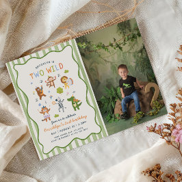 Invitación Foto de cumpleaños de dos animales salvajes tropic
