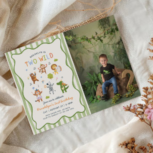 Invitación Foto de cumpleaños de dos animales salvajes tropic
