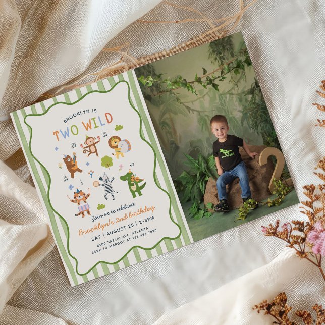 Invitación Foto de cumpleaños de dos animales salvajes tropic (Subido por el creador)