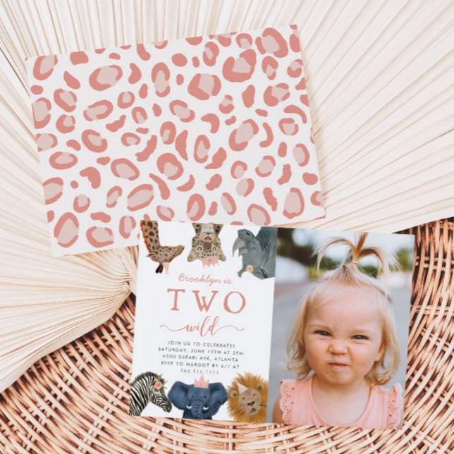 Invitación Foto de cumpleaños de dos Chicas de animales salva (Subido por el creador)