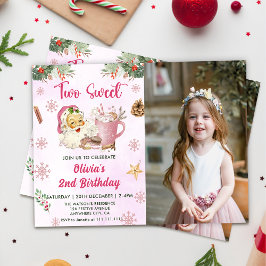 Invitación Foto de cumpleaños de dos dulces navideños para se