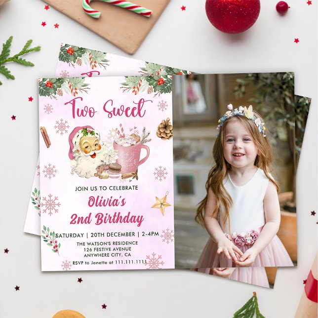 Invitación Foto de cumpleaños de dos dulces navideños para se (Subido por el creador)