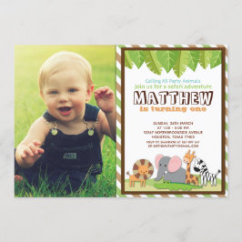 Invitación Foto de cumpleaños de fiesta Animales Jungle Safar