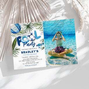 Invitación Foto de cumpleaños de fiesta de piscina para niños