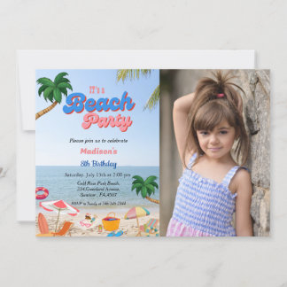 Invitación Foto de cumpleaños de fiesta de playa, cumpleaños