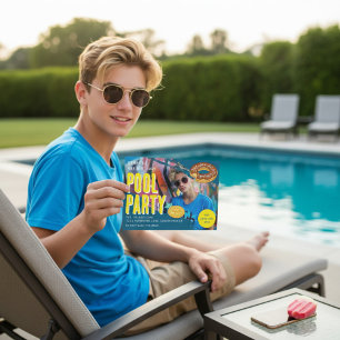 Invitación Foto de cumpleaños de fiesta en la piscina de vera