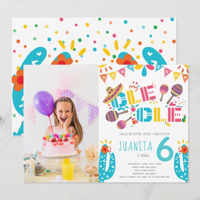 Invitación Foto de cumpleaños de Fiesta Mexicana (Anverso / Reverso)