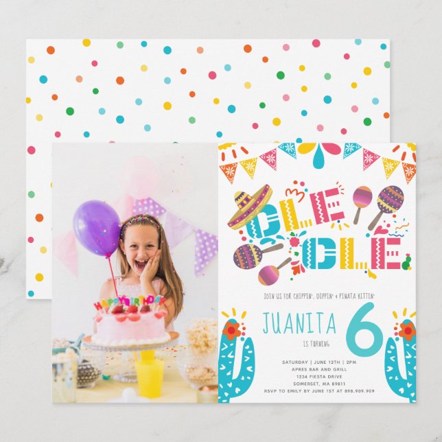 Invitación Foto de cumpleaños de Fiesta Mexicana (Anverso / Reverso)