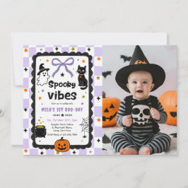 Invitación Foto de cumpleaños de Halloween con vibraciones es