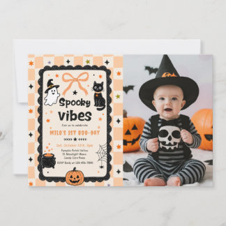 Invitación Foto de cumpleaños de Halloween con vibraciones es