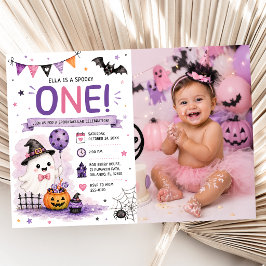 Invitación Foto de cumpleaños de Halloween de Spooky One