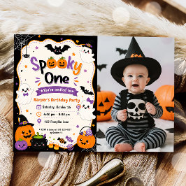 Invitación Foto de cumpleaños de Halloween de uno espeluznant
