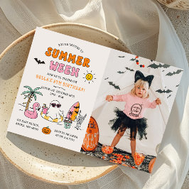 Invitación Foto de cumpleaños de Halloween en la piscina de v
