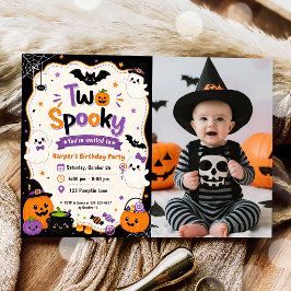 Invitación Foto de cumpleaños de Halloween espeluznante y col