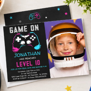 Invitación Foto de cumpleaños de jugador de videojuegos sube 