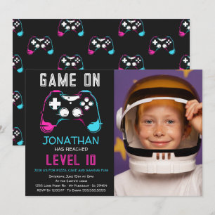 Invitación Foto de cumpleaños de jugador de videojuegos sube 