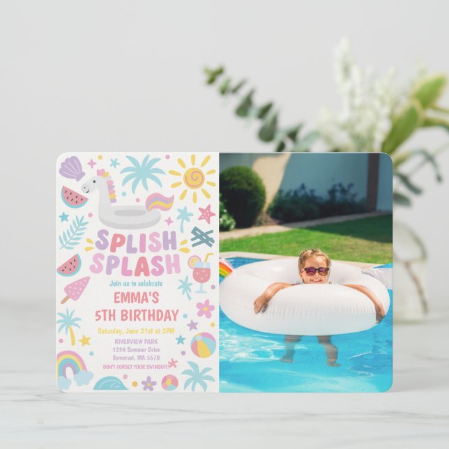 Invitación Foto de cumpleaños de la escisión tropical de unic (Anverso de pie)