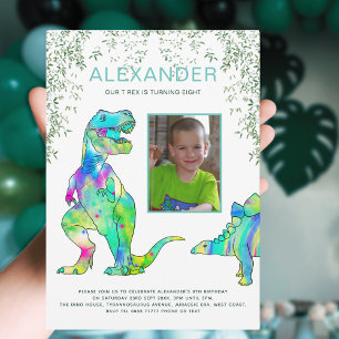 Invitación Foto de cumpleaños de la fiesta del dinosaurio T R