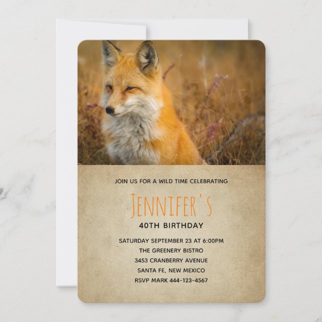 Invitación Foto de cumpleaños de la naturaleza de Cute Red Fo (Anverso)